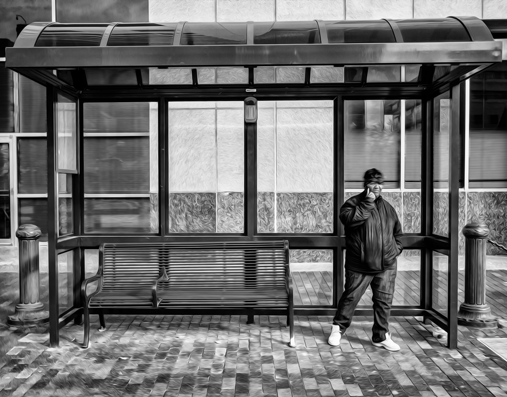 bus stop 31 b&w