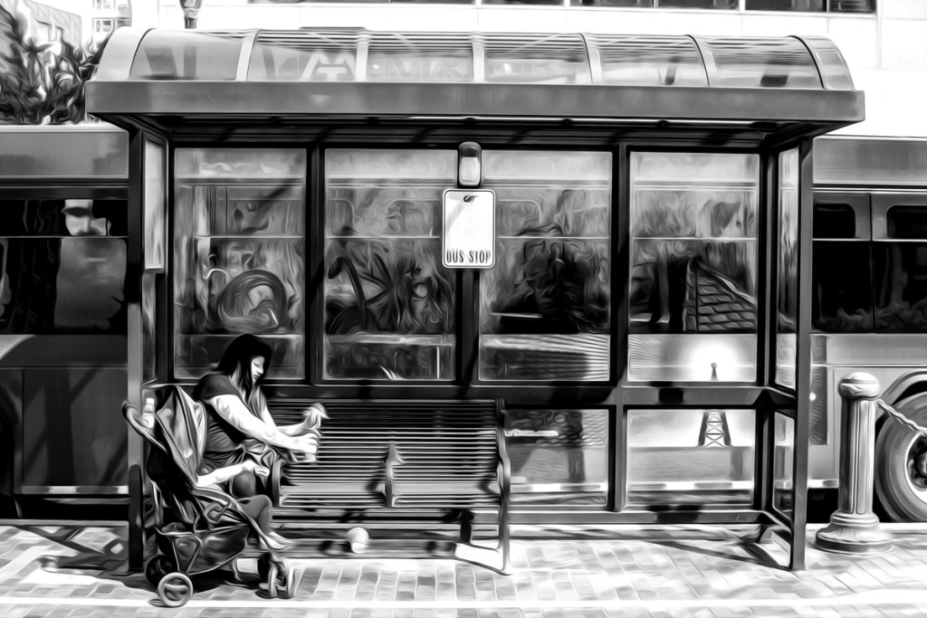 bus stop 37 b&w