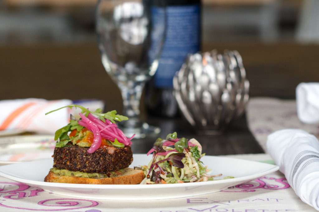 vrai quinoa burger and slaw